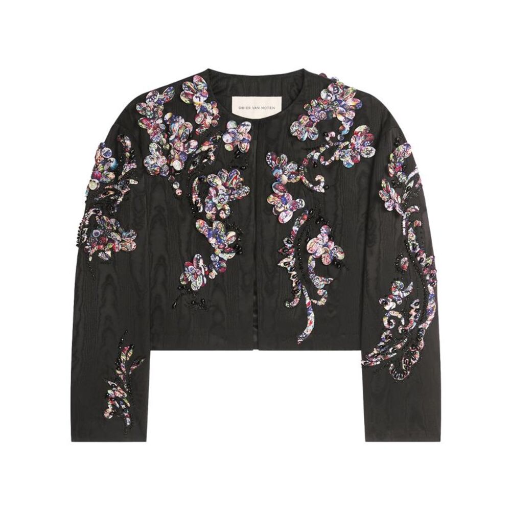 Dries Van Noten Women Giacca Corta Ricamata Con Effetto Moiré